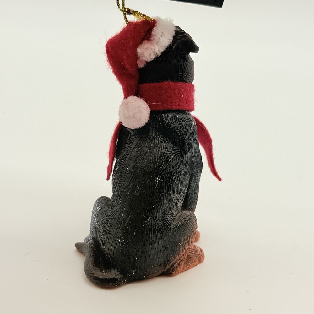 Rottweiler Rottie Dog Christmas Tree Ornament Santa Hat Scarf Resin Holiday NWT - Picture 3 of 6